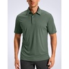 image:imageMens Golf Shirt Grid Lightweight Short Sleeve Dry Fit Collared Polo Shirts  Moisture Wicking BreathablePerformance Athletic Polo Shirts for MenAsh Green