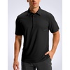 image:imageMens Golf Shirt Grid Lightweight Short Sleeve Dry Fit Collared Polo Shirts  Moisture Wicking BreathablePerformance Athletic Polo Shirts for MenBlack