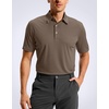 image:imageMens Golf Shirt Grid Lightweight Short Sleeve Dry Fit Collared Polo Shirts  Moisture Wicking BreathablePerformance Athletic Polo Shirts for MenBrown