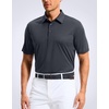 image:imageMens Golf Shirt Grid Lightweight Short Sleeve Dry Fit Collared Polo Shirts  Moisture Wicking BreathablePerformance Athletic Polo Shirts for MenIron Grey