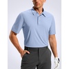 image:imageMens Golf Shirt Grid Lightweight Short Sleeve Dry Fit Collared Polo Shirts  Moisture Wicking BreathablePerformance Athletic Polo Shirts for MenLight Blue