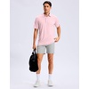 image:imageMens Golf Shirt Grid Lightweight Short Sleeve Dry Fit Collared Polo Shirts  Moisture Wicking BreathablePerformance Athletic Polo Shirts for MenLight Pink