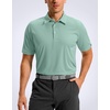 image:imageMens Golf Shirt Grid Lightweight Short Sleeve Dry Fit Collared Polo Shirts  Moisture Wicking BreathablePerformance Athletic Polo Shirts for MenLight Pea Green