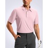 image:imageMens Golf Shirt Grid Lightweight Short Sleeve Dry Fit Collared Polo Shirts  Moisture Wicking BreathablePerformance Athletic Polo Shirts for MenLight Pink