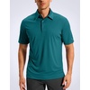 image:imageMens Golf Shirt Grid Lightweight Short Sleeve Dry Fit Collared Polo Shirts  Moisture Wicking BreathablePerformance Athletic Polo Shirts for MenPeacock Green