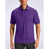 image:imageMens Golf Shirt Grid Lightweight Short Sleeve Dry Fit Collared Polo Shirts  Moisture Wicking BreathablePerformance Athletic Polo Shirts for MenPurple