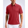 image:imageMens Golf Shirt Grid Lightweight Short Sleeve Dry Fit Collared Polo Shirts  Moisture Wicking BreathablePerformance Athletic Polo Shirts for MenRed