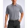 image:imageMens Golf Shirt Grid Lightweight Short Sleeve Dry Fit Collared Polo Shirts  Moisture Wicking BreathablePerformance Athletic Polo Shirts for MenSilver Grey