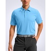 image:imageMens Golf Shirt Grid Lightweight Short Sleeve Dry Fit Collared Polo Shirts  Moisture Wicking BreathablePerformance Athletic Polo Shirts for MenSky Blue