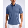 image:imageMens Golf Shirt Grid Lightweight Short Sleeve Dry Fit Collared Polo Shirts  Moisture Wicking BreathablePerformance Athletic Polo Shirts for MenSlate Blue