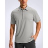 image:imageMens Golf Shirt Grid Lightweight Short Sleeve Dry Fit Collared Polo Shirts  Moisture Wicking BreathablePerformance Athletic Polo Shirts for MenWarm Gray