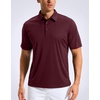 image:imageMens Golf Shirt Grid Lightweight Short Sleeve Dry Fit Collared Polo Shirts  Moisture Wicking BreathablePerformance Athletic Polo Shirts for MenWine Red