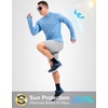 image:imageMens Sun Protection Hoodie Shirts Long Sleeve UPF 50 Swim Shirts  Fishing Rash Guard Quick Dry Breathable Lightweight Moisturewicking Thumbhole Cuffs Hooded Reflective Design HikingHeather Sky Blue