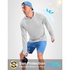 image:imageMens Sun Protection Hoodie Shirts Long Sleeve UPF 50 Swim Shirts  Fishing Rash Guard Quick Dry Breathable Lightweight Moisturewicking Thumbhole Cuffs Hooded Reflective Design HikingHeather Bright Grey