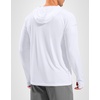 image:imageMens Sun Protection Hoodie Shirts Long Sleeve UPF 50 Swim Shirts  Fishing Rash Guard Quick Dry Breathable Lightweight Moisturewicking Thumbhole Cuffs Hooded Reflective Design HikingWhite