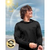 image:imageMens Sun Protection Shirts UPF 50 Long Sleeve Hoodie with 2 Pockets  UV SPF Lightweight Fishing Hiking Rash Guard Breathable Cool ShirtBlack
