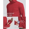 image:imageMens Sun Protection Shirts UPF 50 Long Sleeve Hoodie with 2 Pockets  UV SPF Lightweight Fishing Hiking Rash Guard Breathable Cool ShirtDark Red