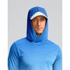 image:imageMens Sun Protection Shirts UPF 50 Long Sleeve Hoodie with 2 Pockets  UV SPF Lightweight Fishing Hiking Rash Guard Breathable Cool ShirtGradient Blue White