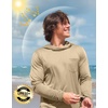 image:imageMens Sun Protection Shirts UPF 50 Long Sleeve Hoodie with 2 Pockets  UV SPF Lightweight Fishing Hiking Rash Guard Breathable Cool ShirtKhaki