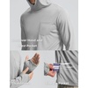 image:imageMens Sun Protection Shirts UPF 50 Long Sleeve Hoodie with 2 Pockets  UV SPF Lightweight Fishing Hiking Rash Guard Breathable Cool ShirtLight Grey