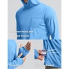 image:imageMens Sun Protection Shirts UPF 50 Long Sleeve Hoodie with 2 Pockets  UV SPF Lightweight Fishing Hiking Rash Guard Breathable Cool ShirtSky Blue