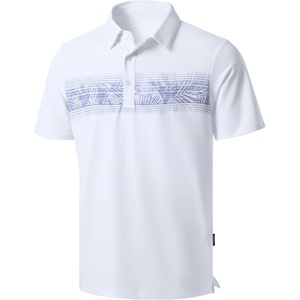 image:imageMens Golf Polo Shirts Dry Fit Moisture Wicking Performance Short Sleeve  Regular Fit 3 Button Collared Shirts Sun Protection Lightweight Breathable Pique Fabric Athletic Work Smart Casual PoloBwhite Leaves