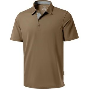 image:imageMens Golf Polo Shirts Dry Fit Moisture Wicking Performance Short Sleeve  Regular Fit 3 Button Collared Shirts Sun Protection Lightweight Breathable Pique Fabric Athletic Work Smart Casual PoloAkhaki