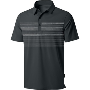 image:imageMens Golf Polo Shirts Dry Fit Moisture Wicking Performance Short Sleeve  Regular Fit 3 Button Collared Shirts Sun Protection Lightweight Breathable Pique Fabric Athletic Work Smart Casual PoloDeep Grey Stripes