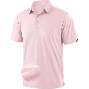 image:imageMens Golf Shirt Grid Lightweight Short Sleeve Dry Fit Collared Polo Shirts  Moisture Wicking BreathablePerformance Athletic Polo Shirts for MenLight Pink
