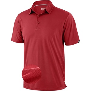image:imageMens Golf Shirt Grid Lightweight Short Sleeve Dry Fit Collared Polo Shirts  Moisture Wicking BreathablePerformance Athletic Polo Shirts for MenRed