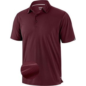 image:imageMens Golf Shirt Grid Lightweight Short Sleeve Dry Fit Collared Polo Shirts  Moisture Wicking BreathablePerformance Athletic Polo Shirts for MenWine Red