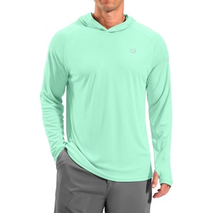 image:imageMens Sun Protection Hoodie Shirts Long Sleeve UPF 50 Swim Shirts  Fishing Rash Guard Quick Dry Breathable Lightweight Moisturewicking Thumbhole Cuffs Hooded Reflective Design HikingMint Green